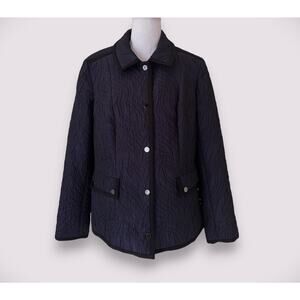 Doncaster Collection Purple Quilted Lightweight Jacket Black Trim - Size 12